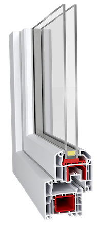 Sezione del profilo per finestre in PVC Ideal 4000 Classic Line